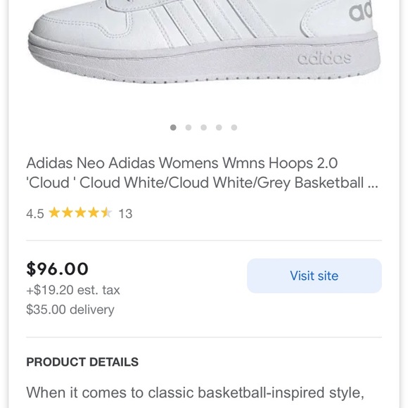 Adidas Neo Adidas Womens Hoops 2.0 Cloud White/Grey Badsketball Shoe Low - Picture 4 of 16